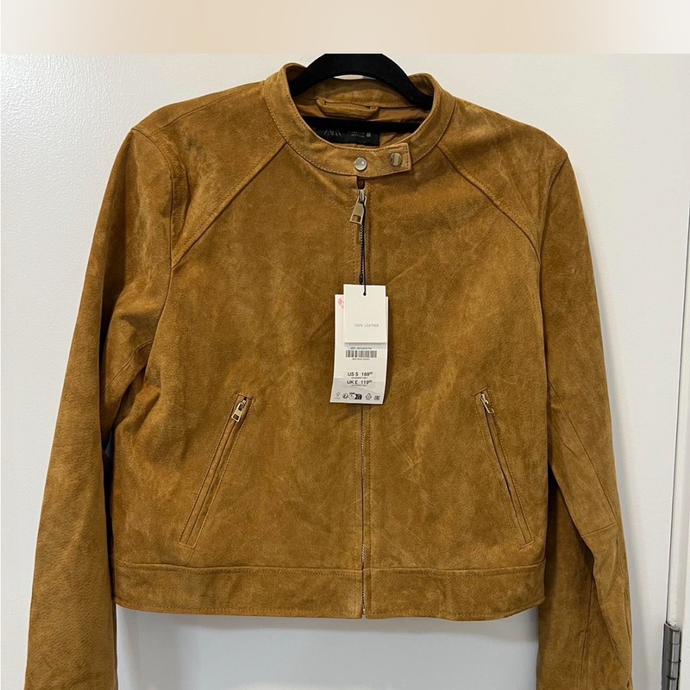 Zara 100% leather suede jacket